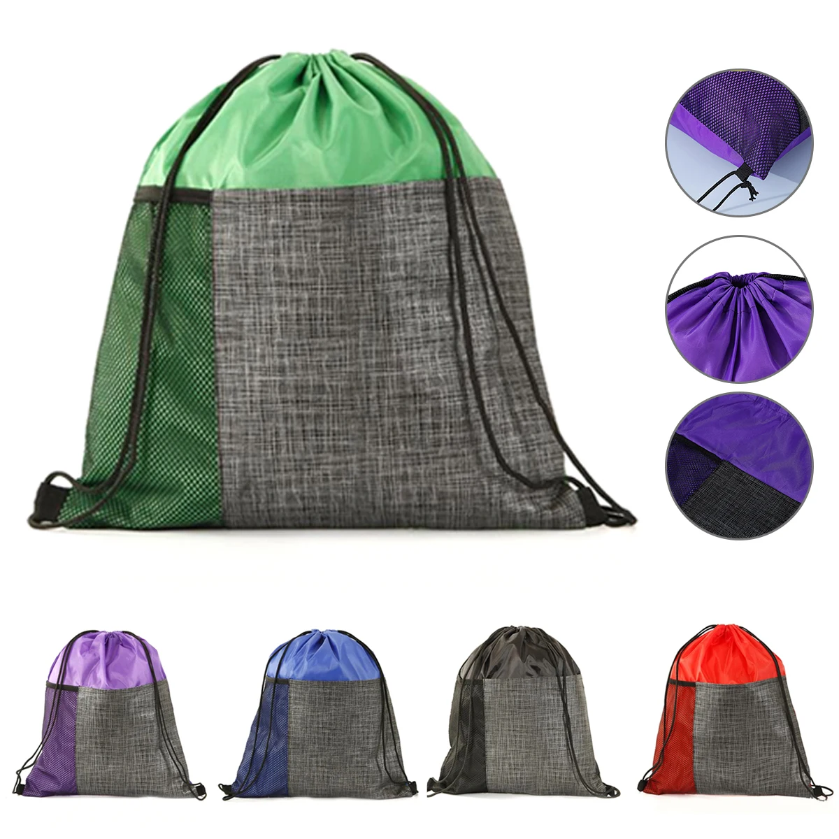 Polyester Drawstring Bag With Pocket 1