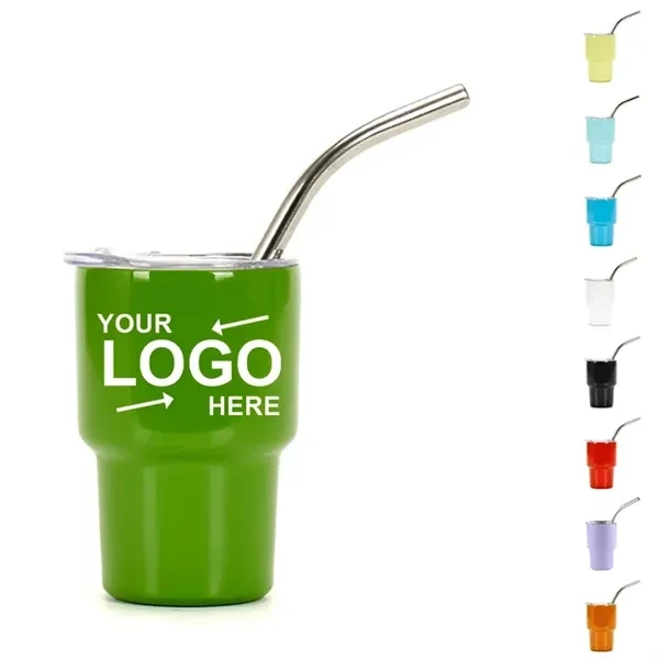 Custom 2 oz Stainless Steel Shot Glass With Lid and Straw — Insulated Drink Cup 1