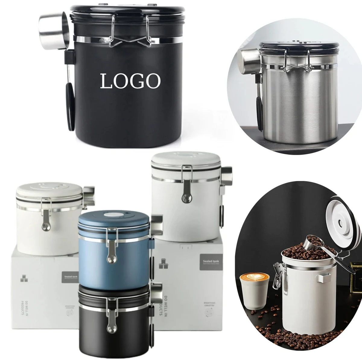 Stainless Steel Airtight Canister with Spoon 1