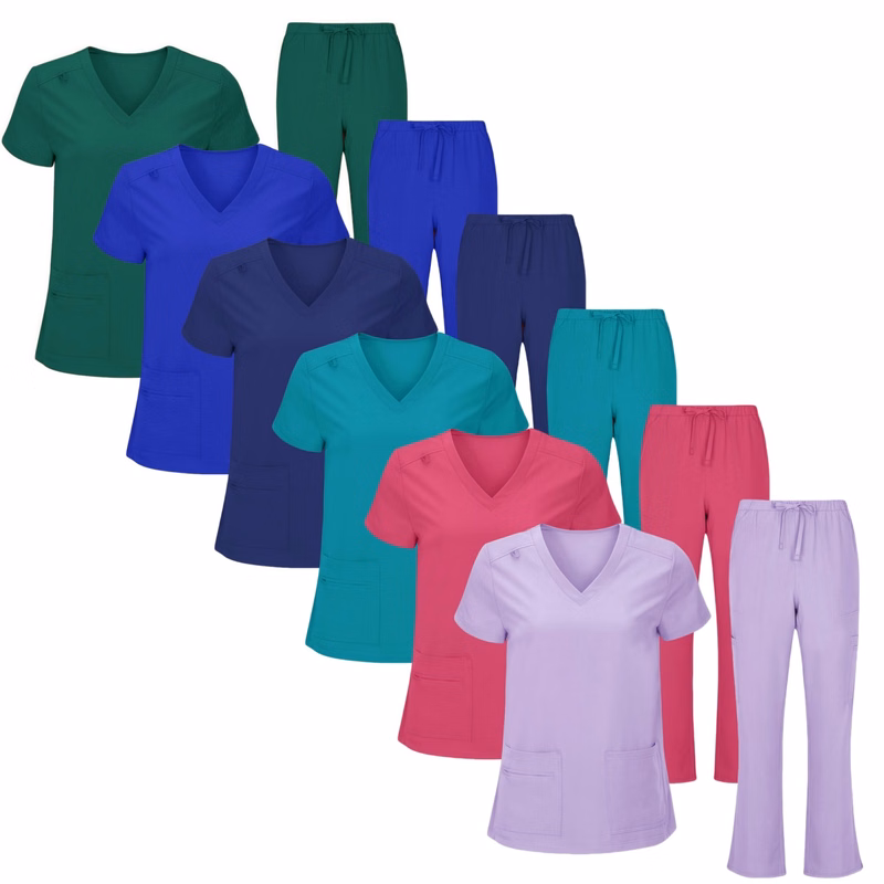 Women's Cool Stretch V-Neck Top and Cargo Pant Scrub Set