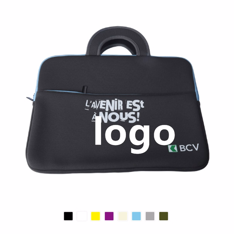 Neoprene Two Tone Laptop Bag With Zipper Closure