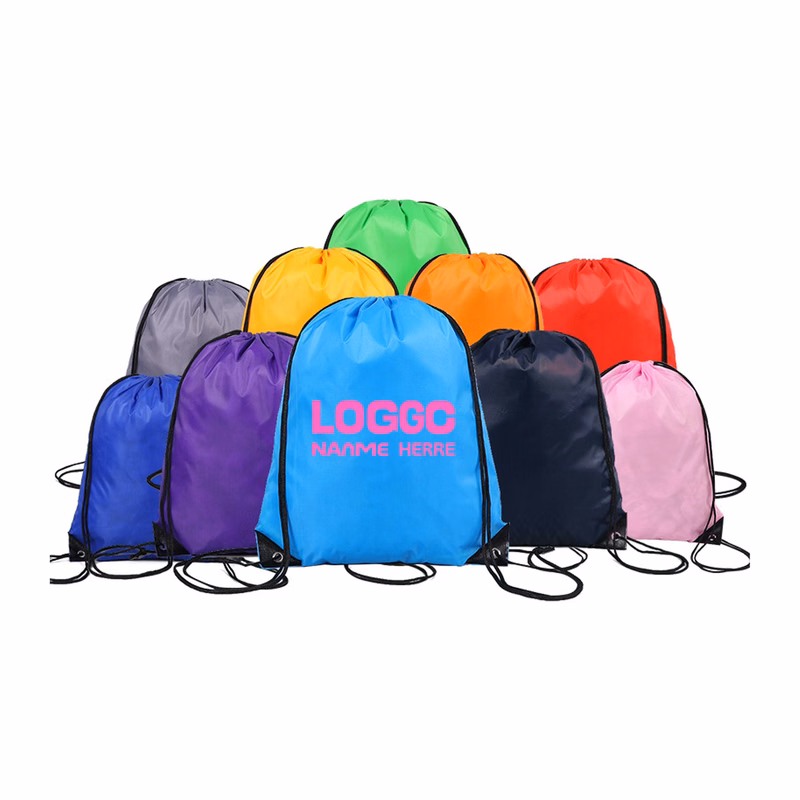 Reflective Stripe Polyester Drawstring Bag Backpack