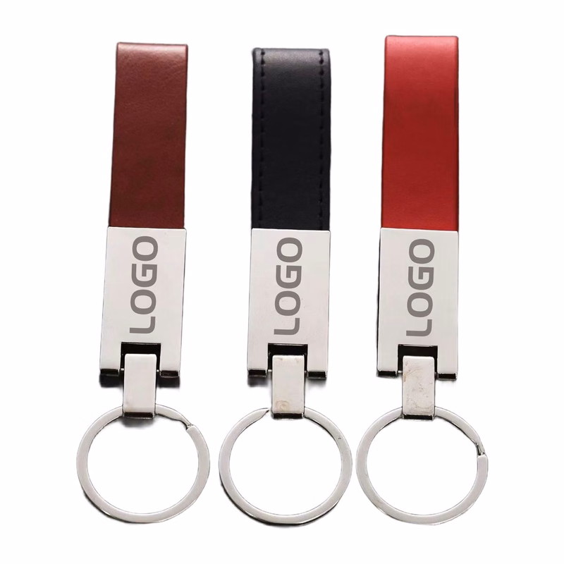 Custom Logo PU Leather Metal Key Fob