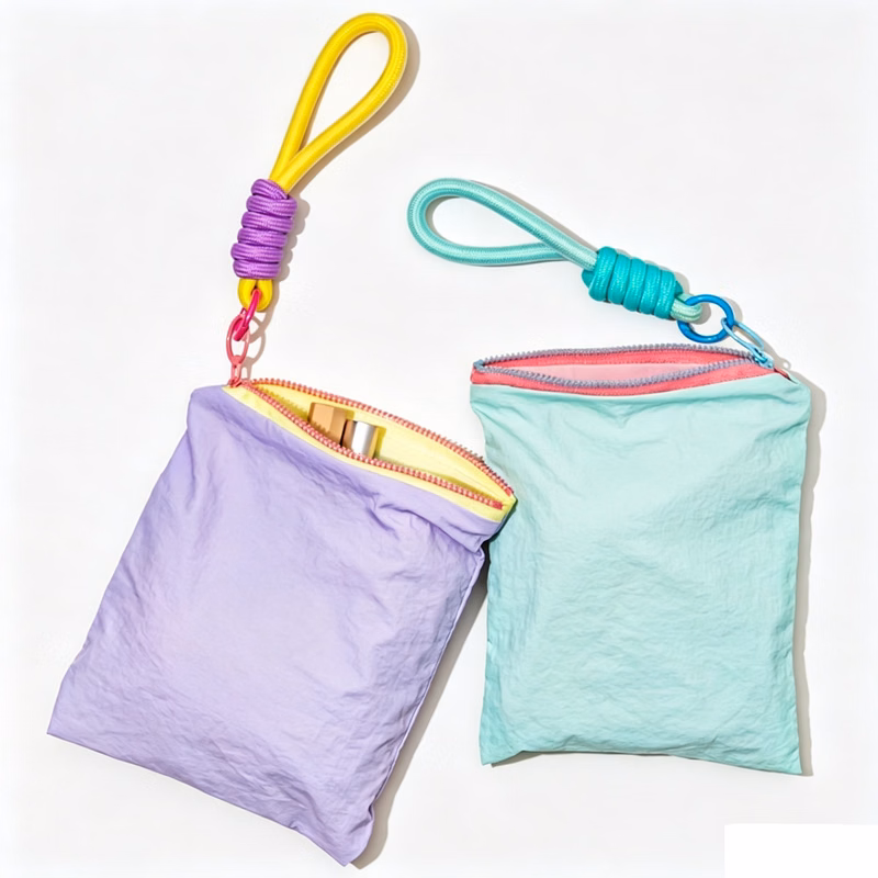 Portable Thin Color Block Cosmetic Bag, Makeup Storage Pouch