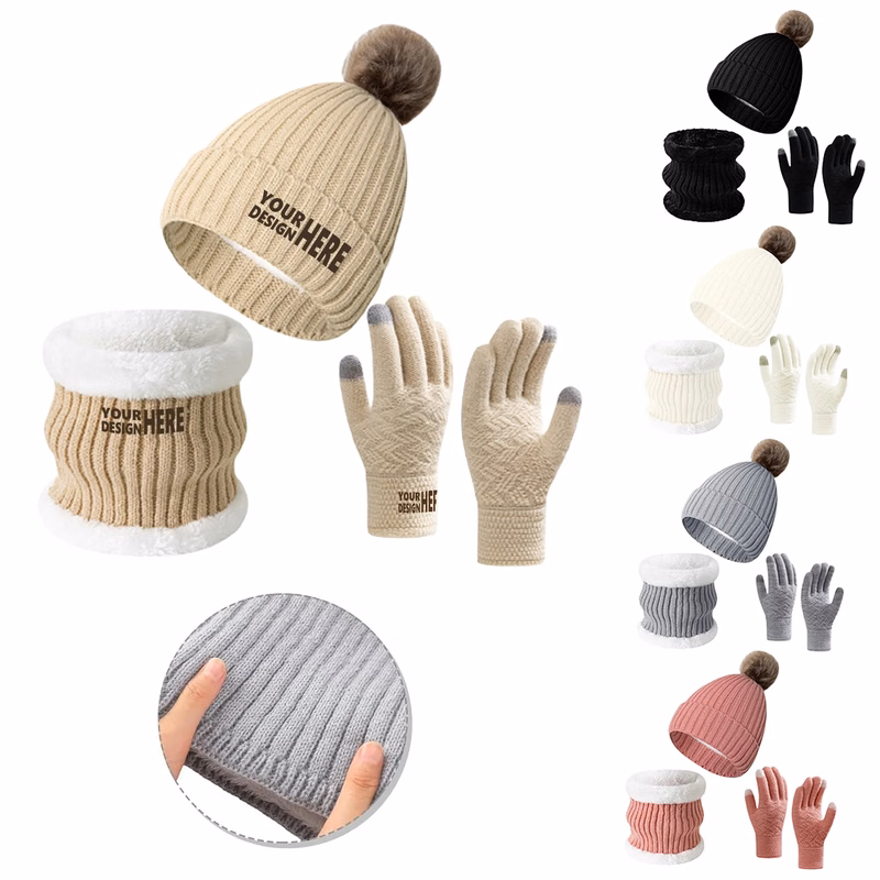 Winter Warm Hat Scarf And Gloves Set Free Shipping