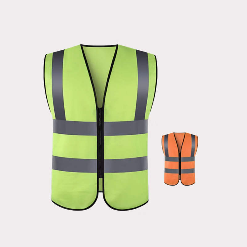 VISIPRO Unisex Front Zip Safety Vest w/ Reflective Bands & Brace - Interlock - ANSI Class 2