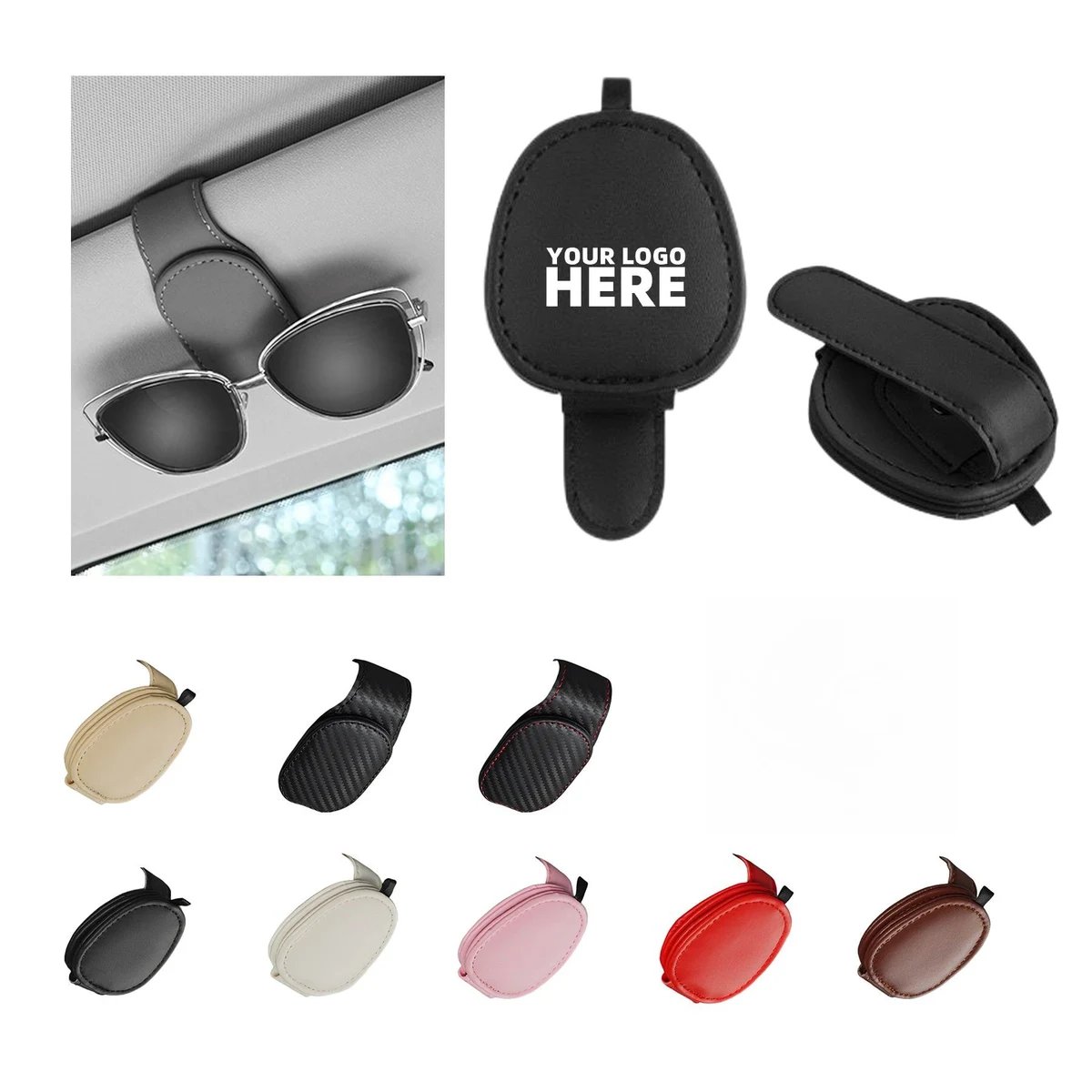 Car Magnetic Leather Sunglass Holder 1