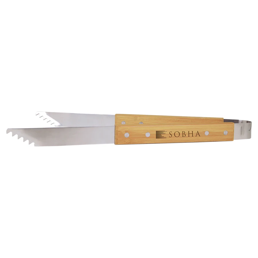 14" Bamboo Barbeque Tongs 1