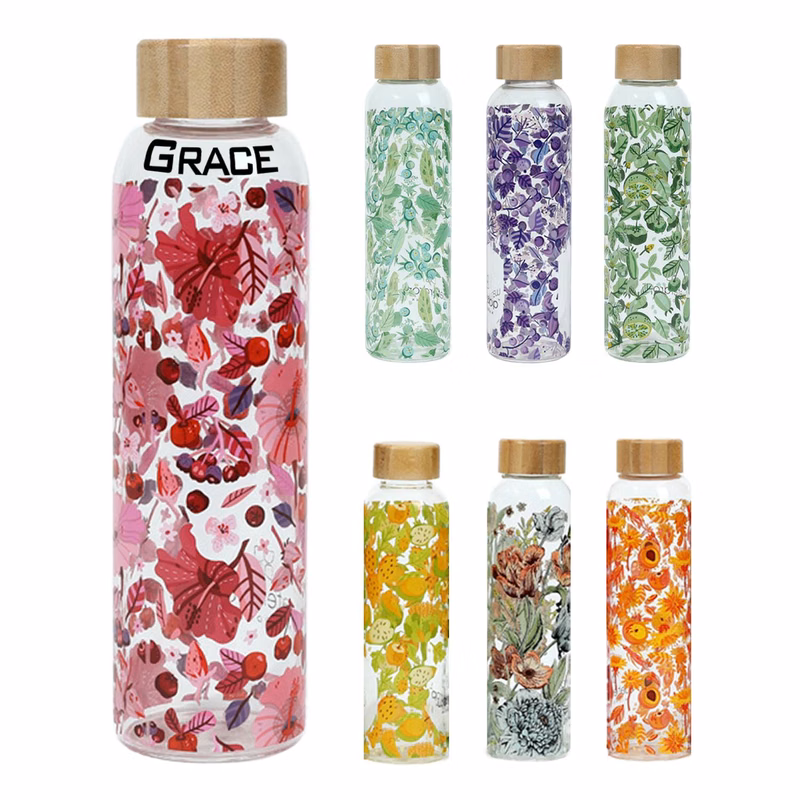 18oz Custom Leakproof Gym Glass Water Bottle