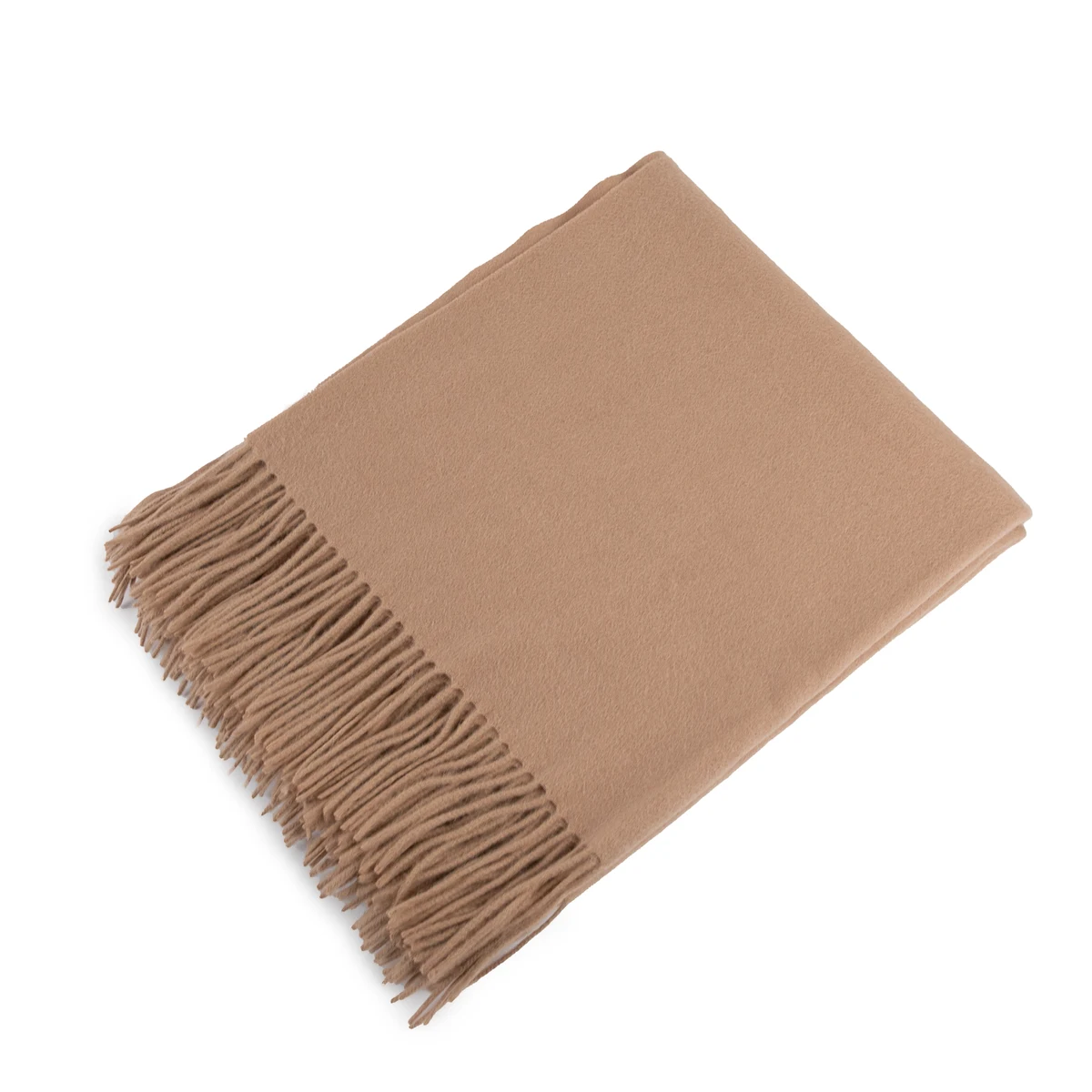 Camel 60% Cashmere Throw Blanket 1