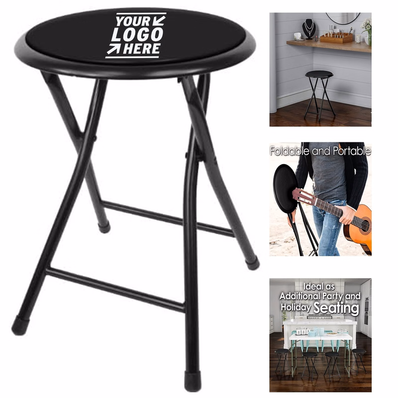 Recreation Game Room 18-Inch 300-Pound Capacity Folding Bar Heavy-Duty Padded Portable Stool