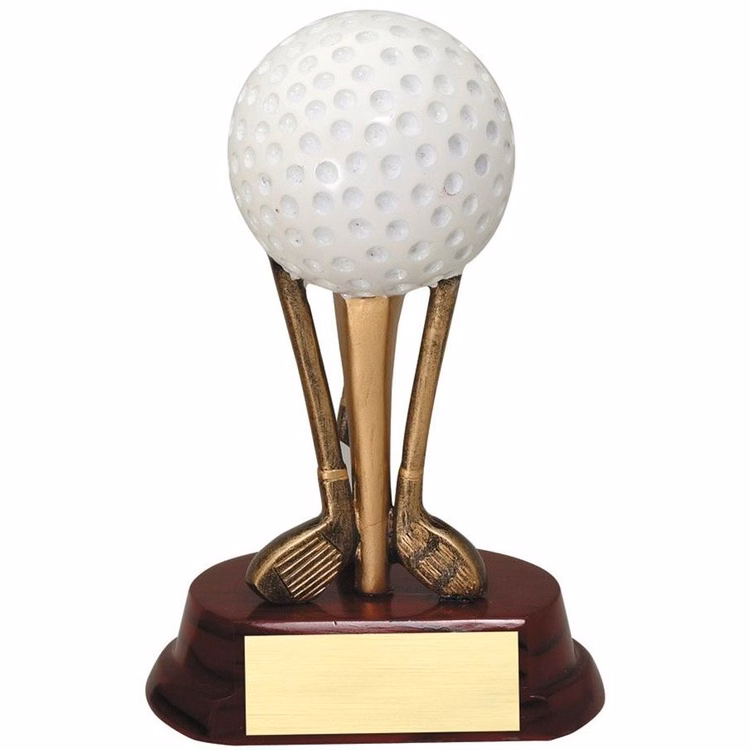 5" Golf Ball on Clubs Golfing Award Resin