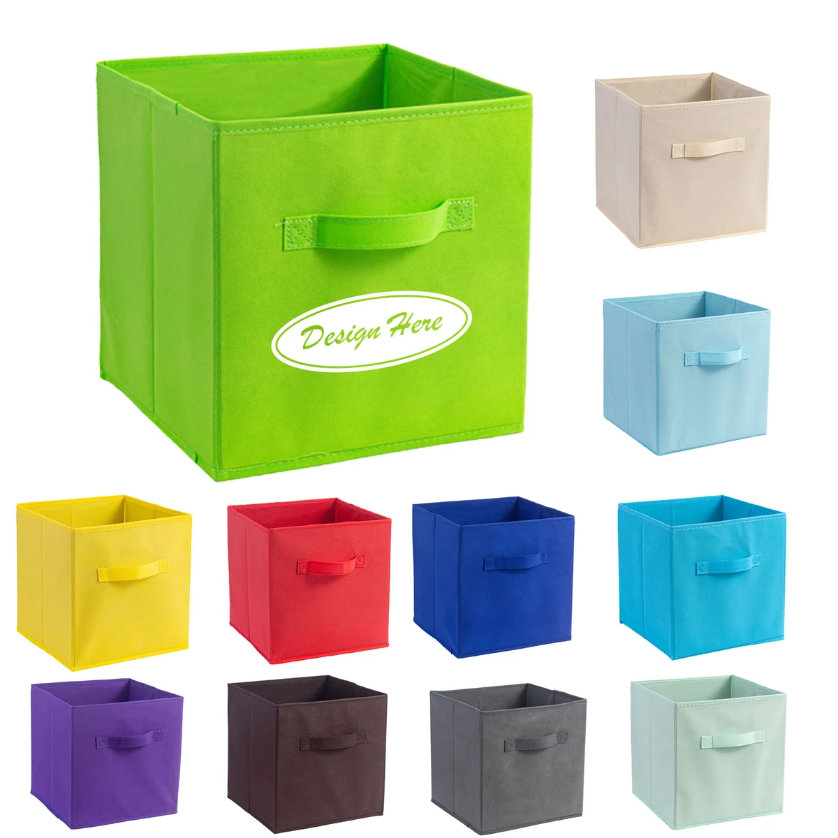 Non-Woven Square Storage Box with Handle for Space-Saving Storage 1