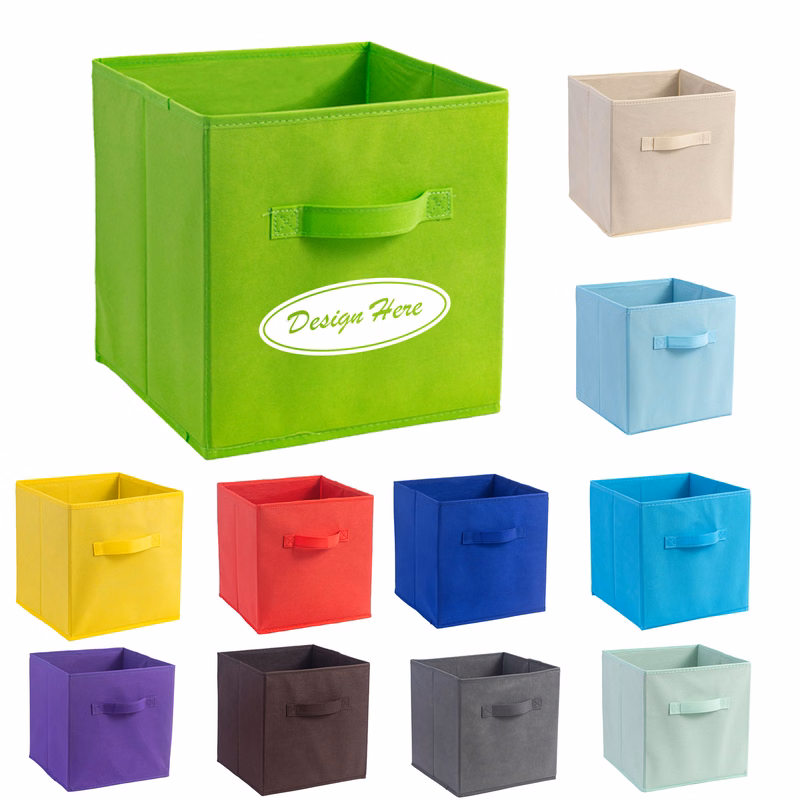 Non-Woven Square Storage Box with Handle for Space-Saving Storage