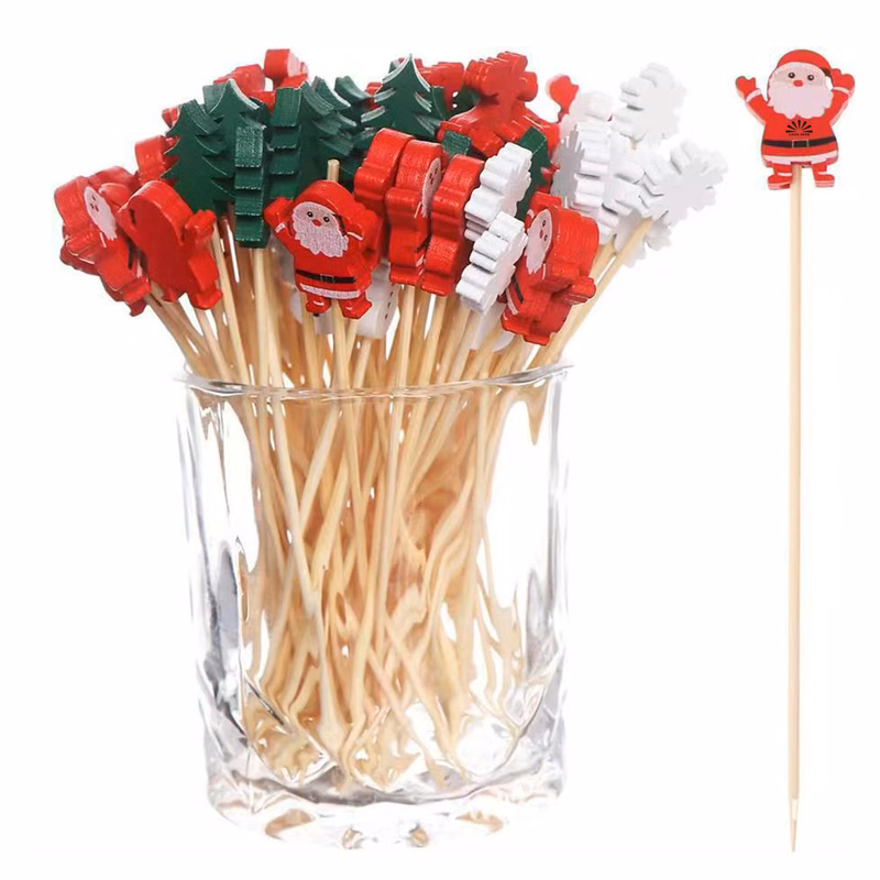 50PCS Festive Bamboo Sticks for Christmas Branding