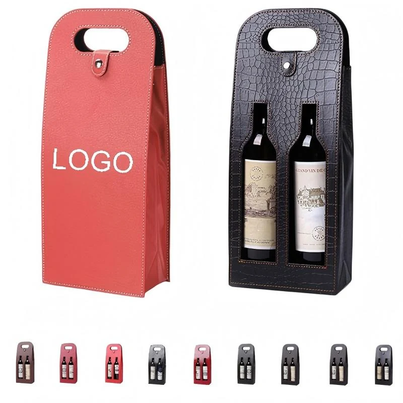 Dual Vegan Leather Wine Bag 1