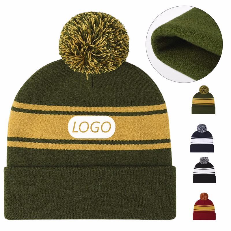 Striped Winter Pom Cap