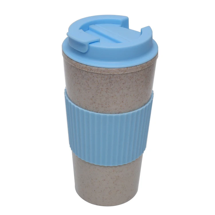 Non-Slip Insulated Wheat Straw Coffee Tumbler with Cup Sleeve 1