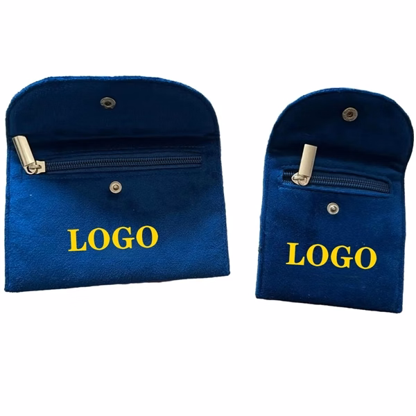 MOQ 100 Velvet Fabric Jewelry Pouch With Zipper And Clasp
