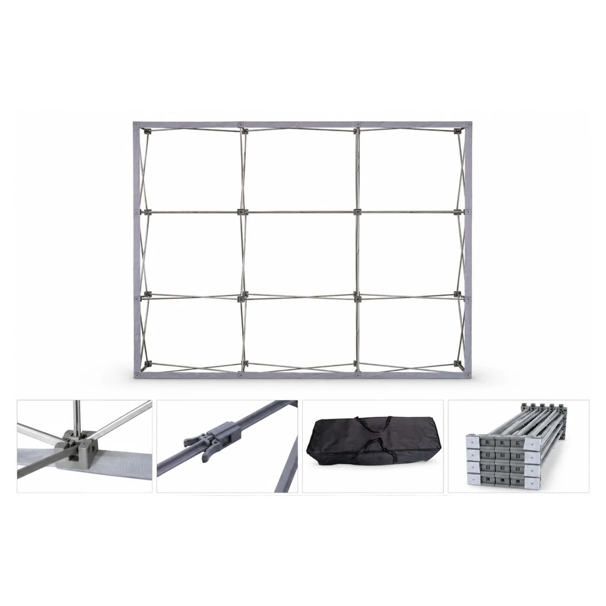7.5' Wide Straight Wall Popup Display Hardware Only, Frame and Case. Graphics are not included. 1