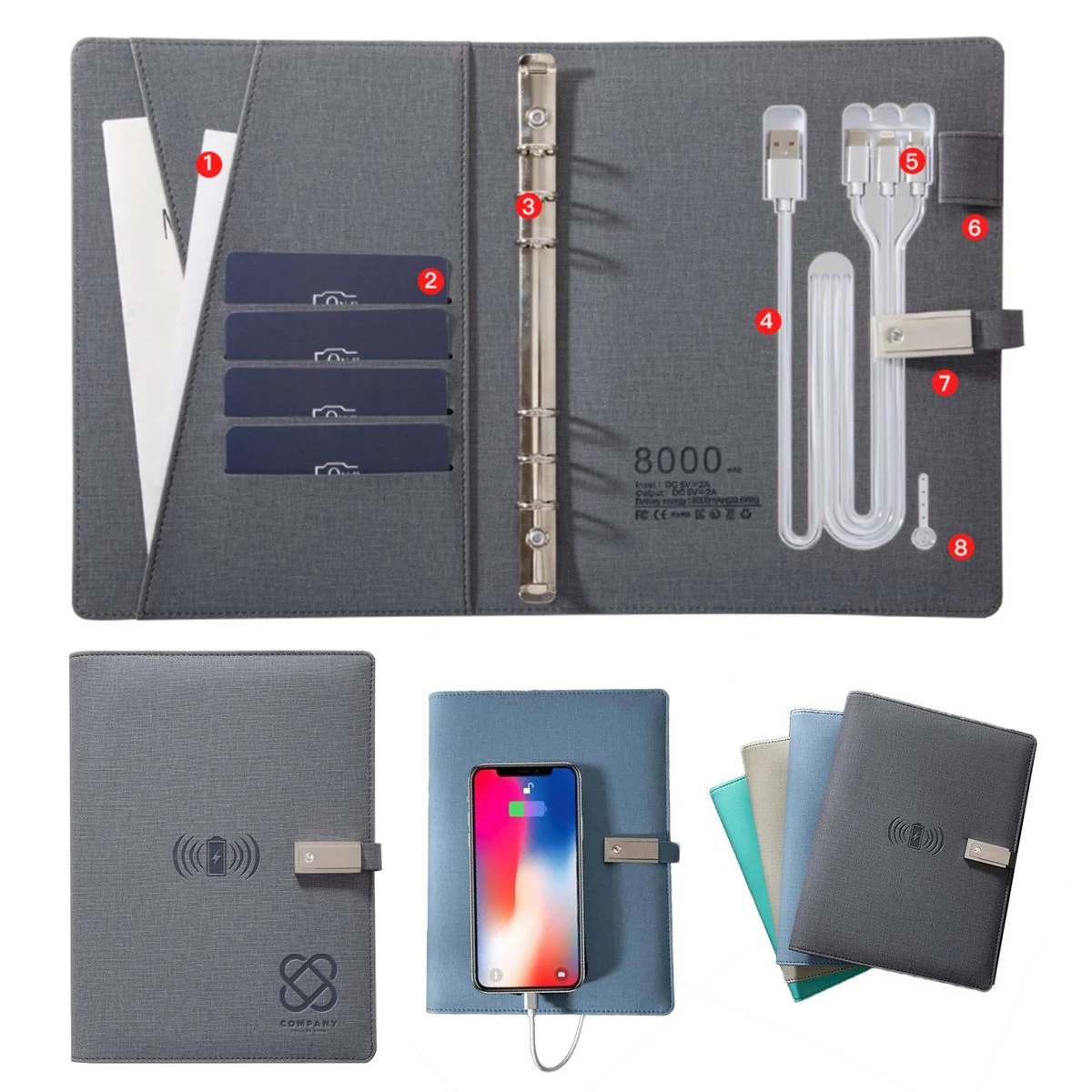 Business Padfolio Notebook With 16GB Usb Drive/Charging 1