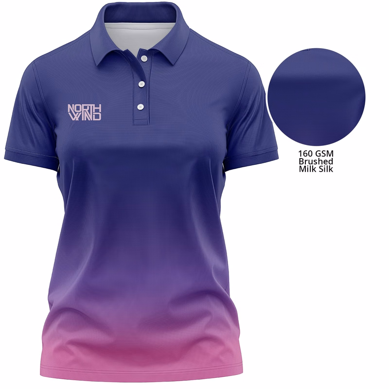 Women's 160 GSM lightweight Brushed Milk Silk Sublimation Short Sleeve Polo shirt