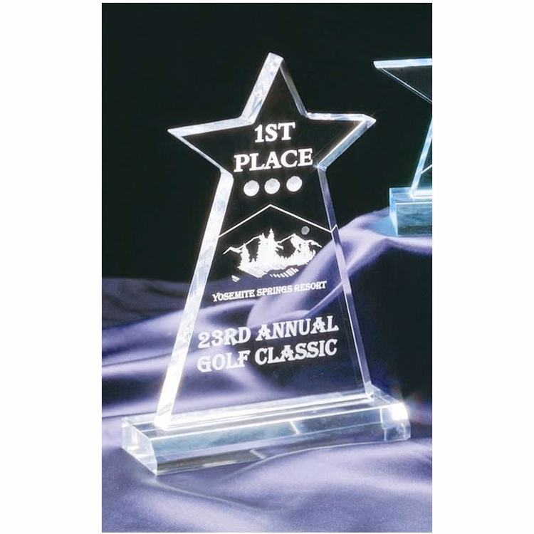 4 3/4" x 8" Clear Star Obelisk Acrylic Award with Base