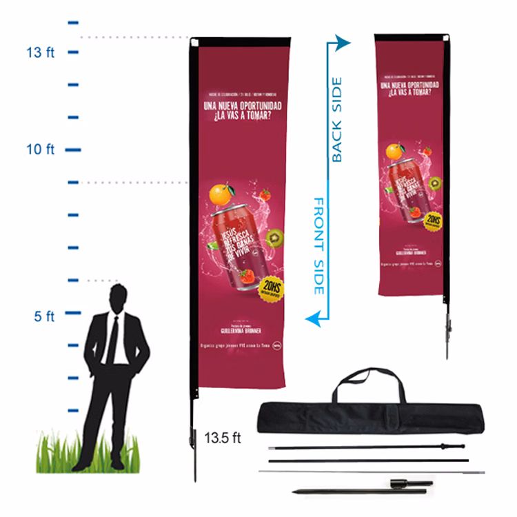 13.5 ft. Rectangle Advertising Flag Kit 4 (Double Sided)
