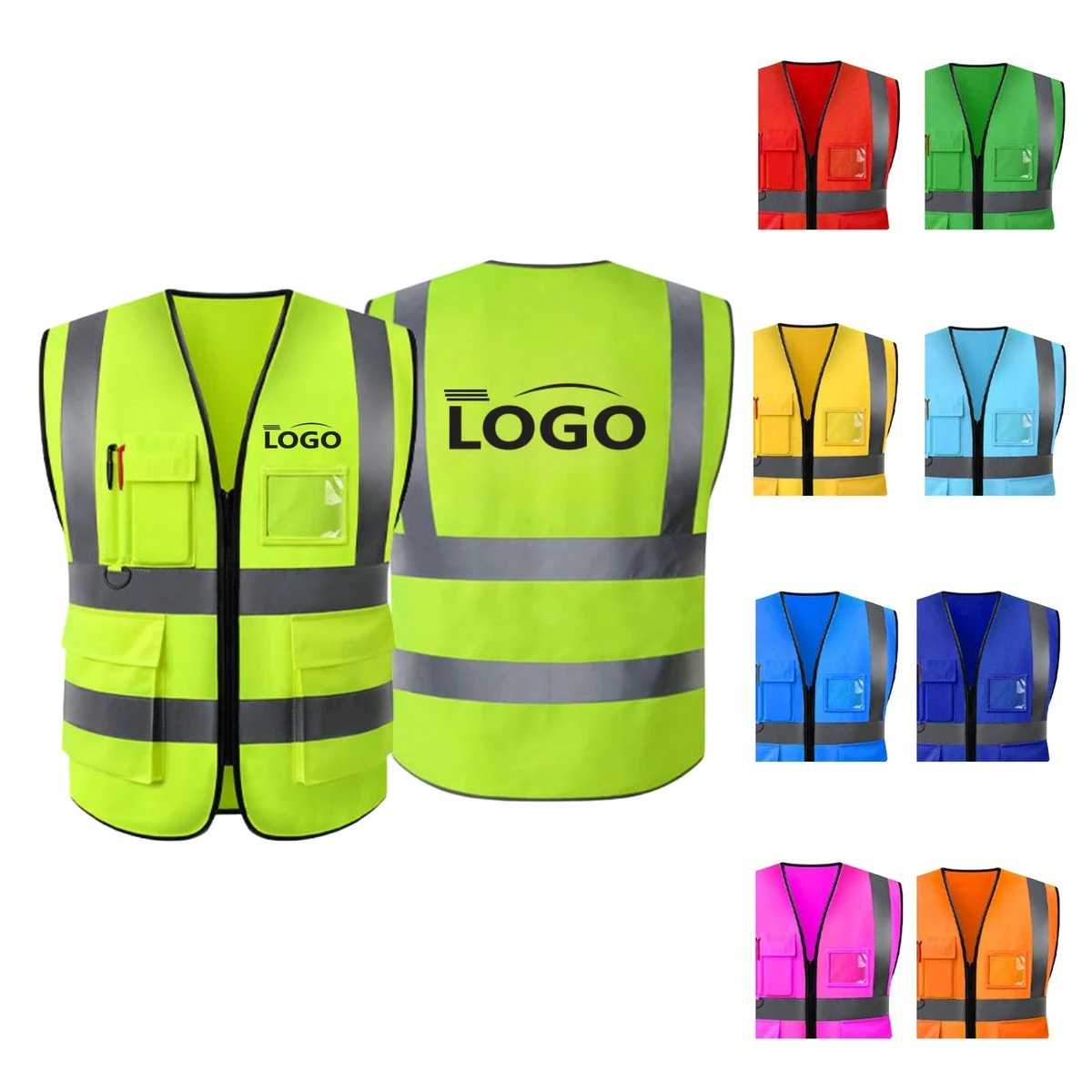 Multi Color Warp Knit Reflective Safety Vest Custom Logo 1