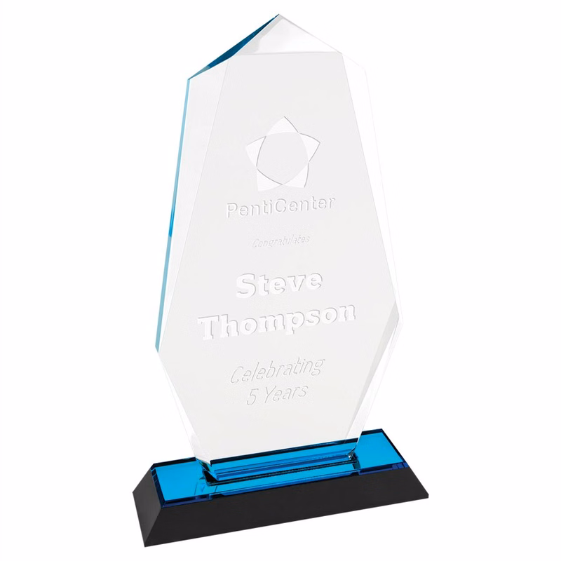 5" x 9" Blue Octagon Point Impress Acrylic Award