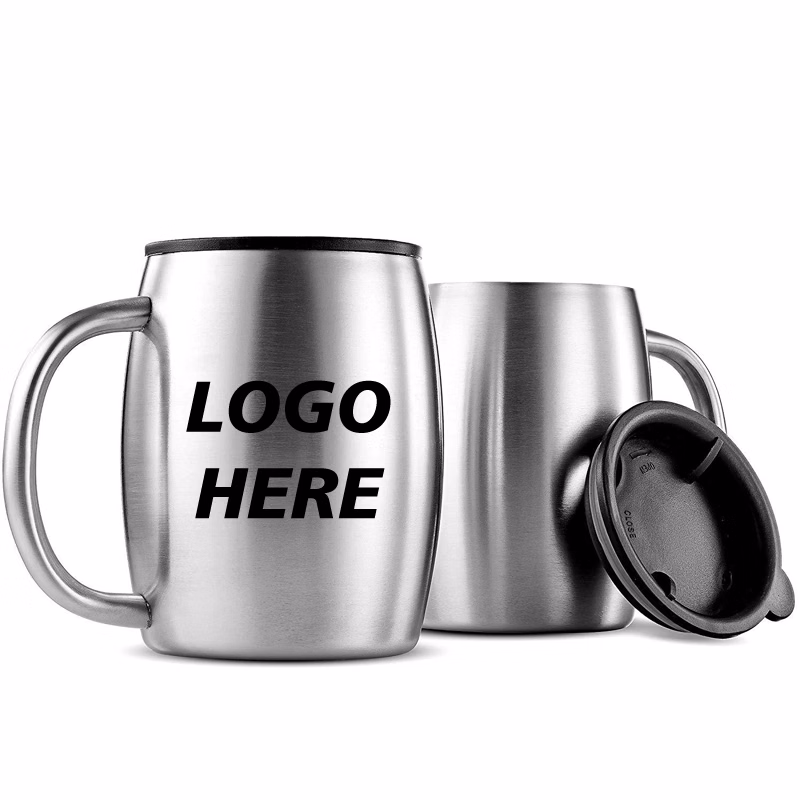 Custom 14 oz Double Wall Coffee Cups With Lid & Handle
