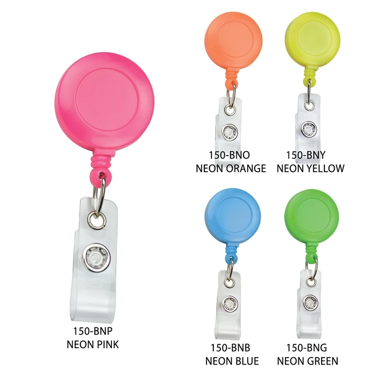 Expandable Badge Reel 24" Elastic Pull Cord, Neon Colors 1