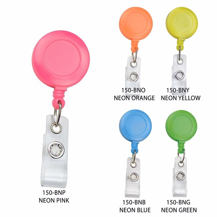Expandable Badge Reel 24" Elastic Pull Cord, Neon Colors