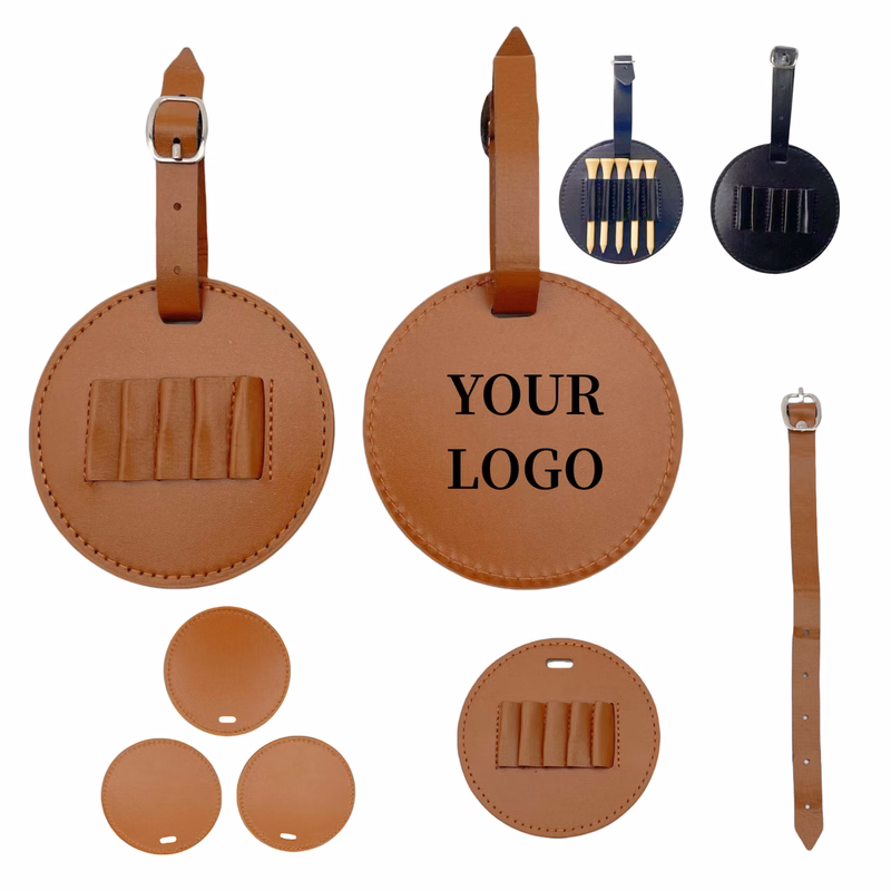 PU Leather Golf Tee Holder Round Strap