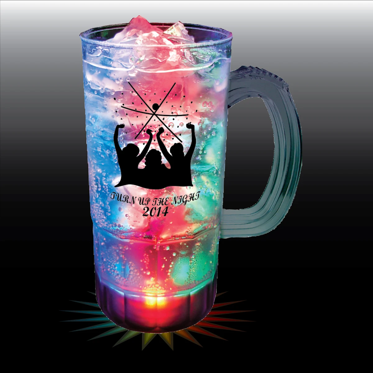 22oz 3-Light Fluted Textured Plastic Beer Mug with Handle 1