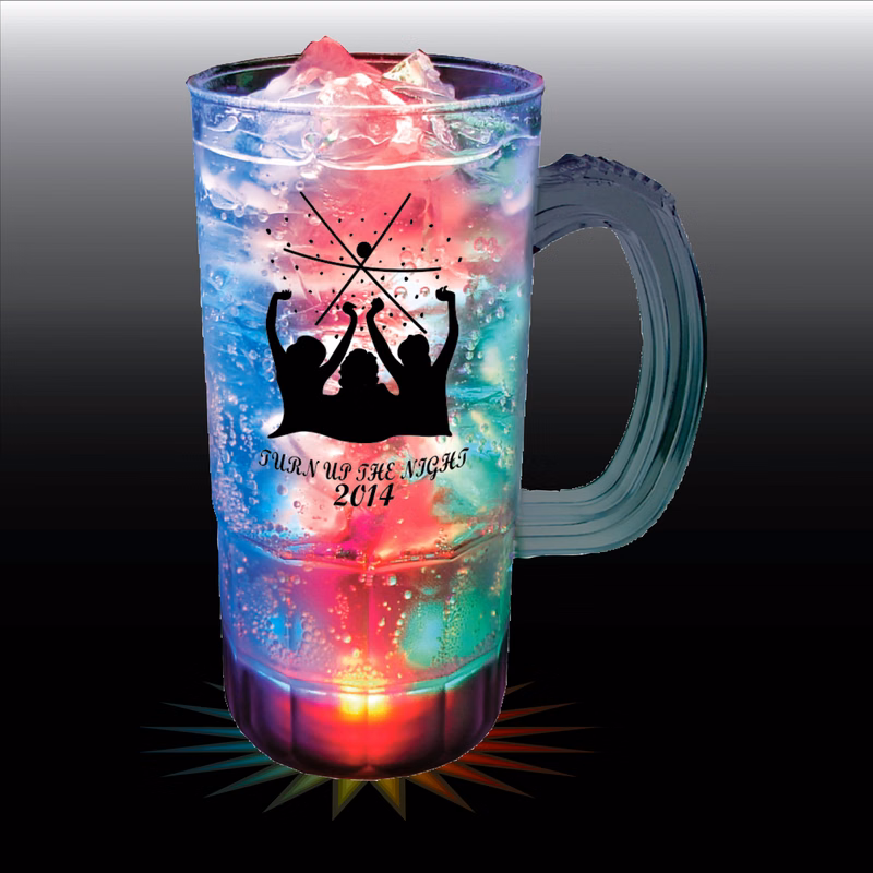 22oz 3-Light Fluted Textured Plastic Beer Mug with Handle