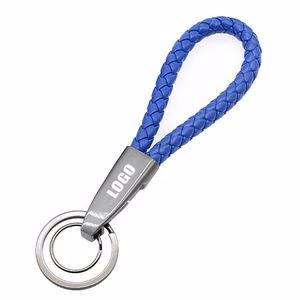 Woven PU Leather Keychain With Long Buckle