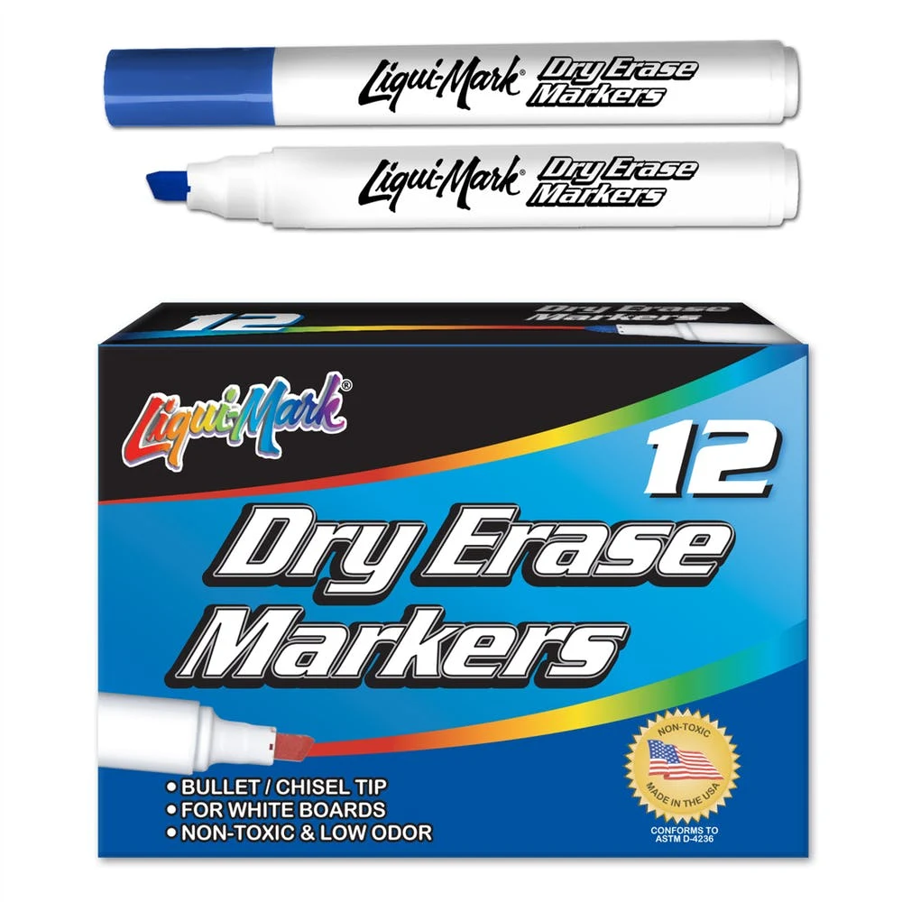 Chisel Tip Dry Erase Markers - Blue Low Odor 1