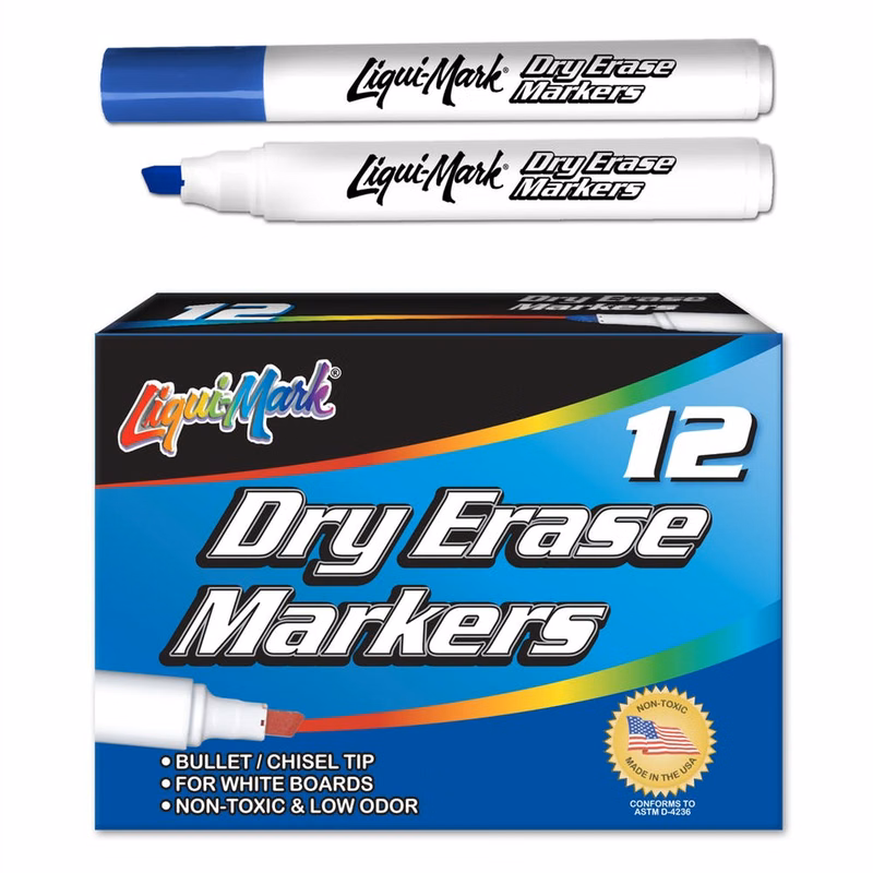 Chisel Tip Dry Erase Markers - Blue Low Odor