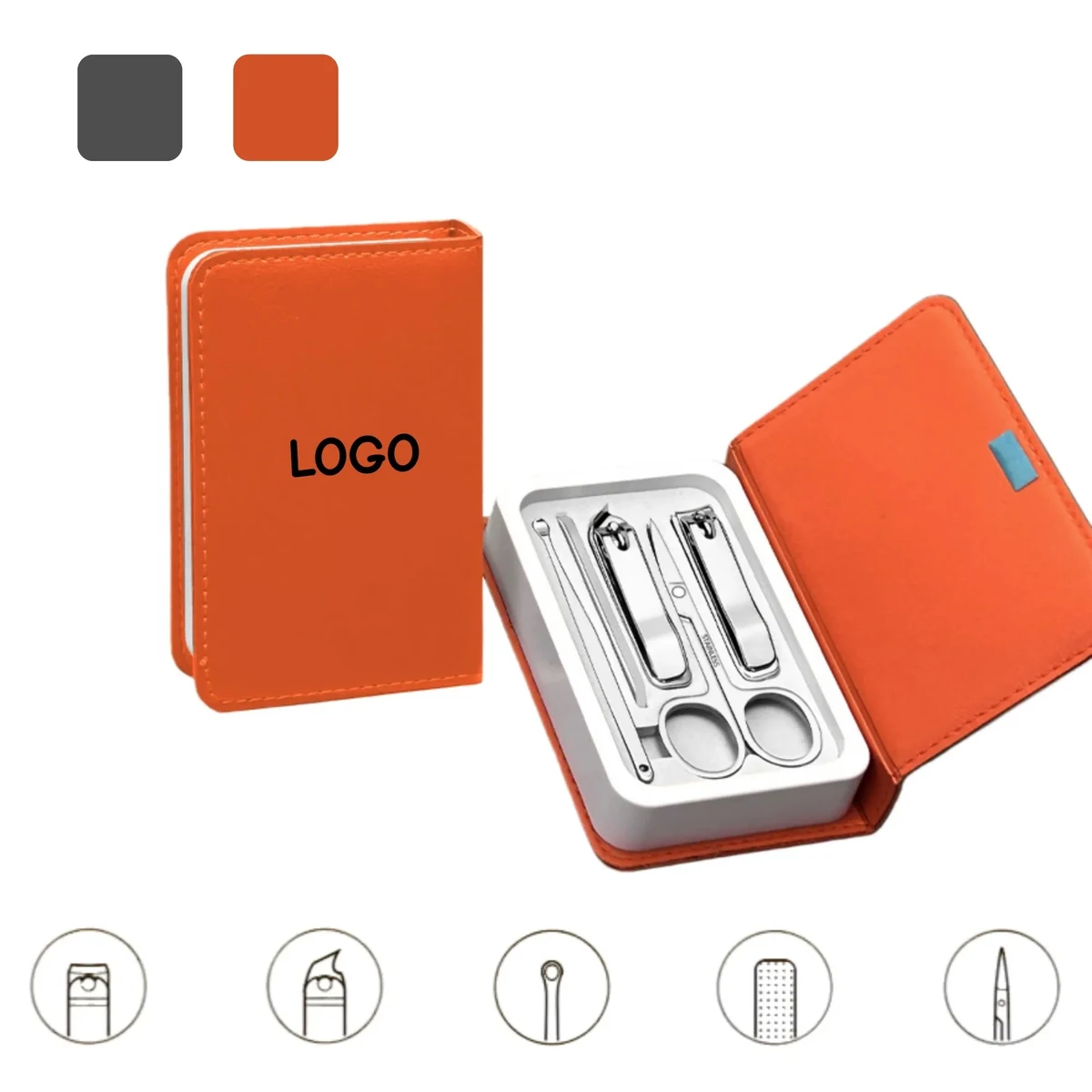 5 Pcs Nail Clipper Kit With Case Customizable 1