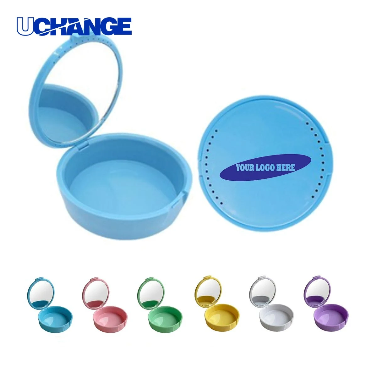 Round Plastic Retainer Case with Mirror 1