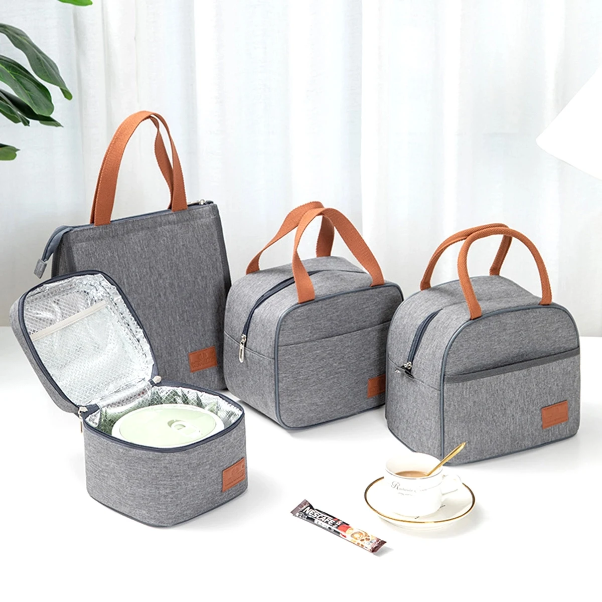 Oxford Insulated Lunch Bag Shoulder Girdle Gray 1