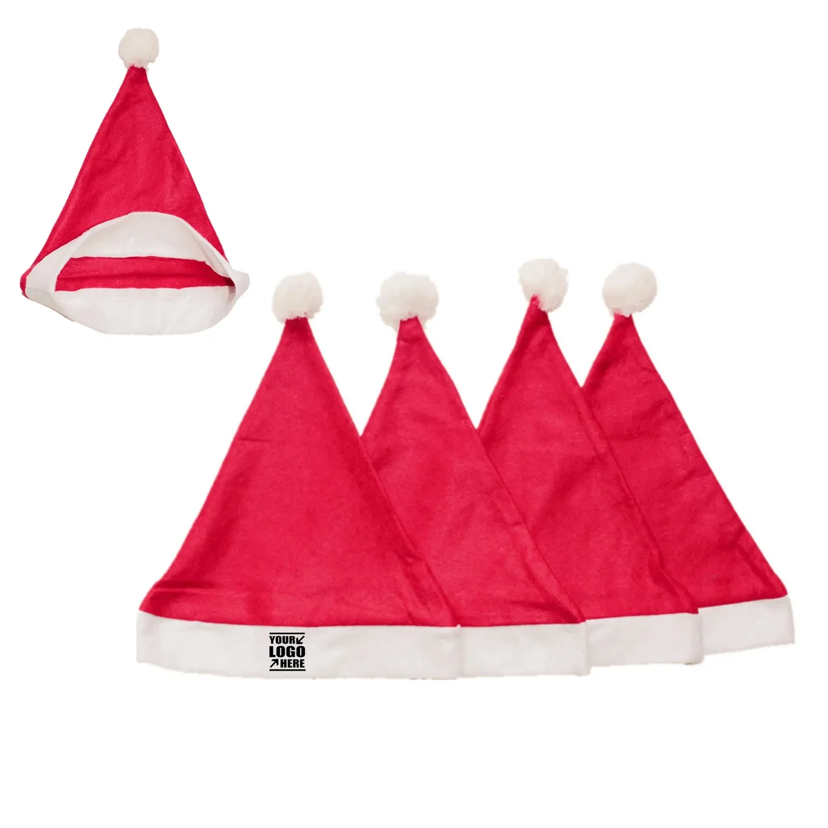 Nonwoven Pom Cuff Christmas Santa Hat 1