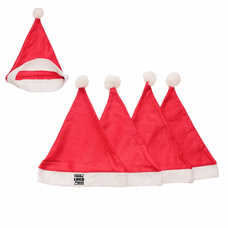 Nonwoven Pom Cuff Christmas Santa Hat