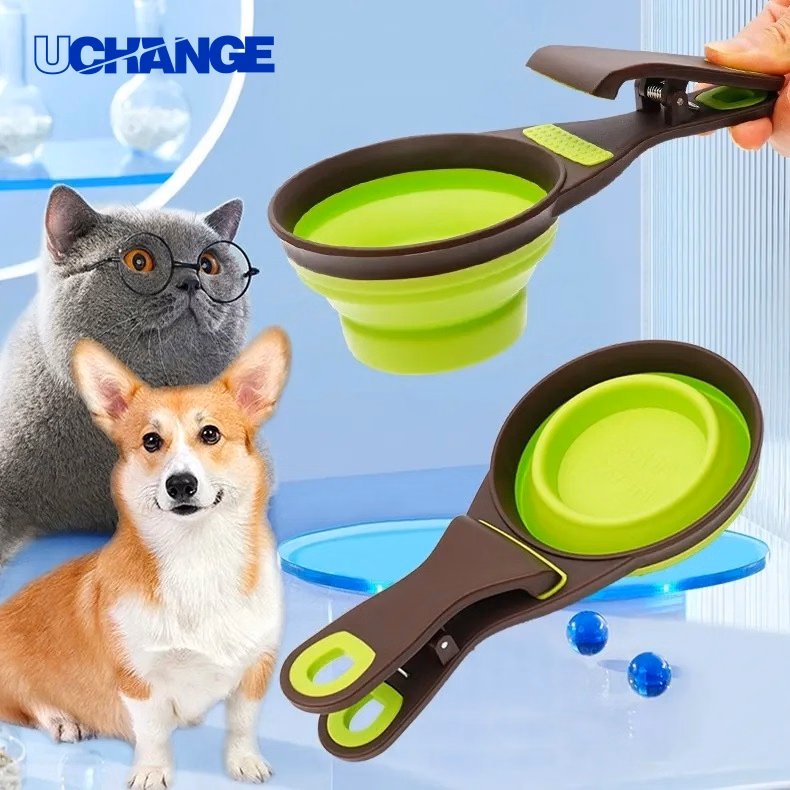 Folded Scoop Pet Feeder Clip Cup Multi-Use Food Accessory