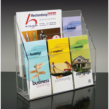 2 tiered Countertop Brochure Holder w/Adj. Pockets, holds up to (6) 4"w brochures