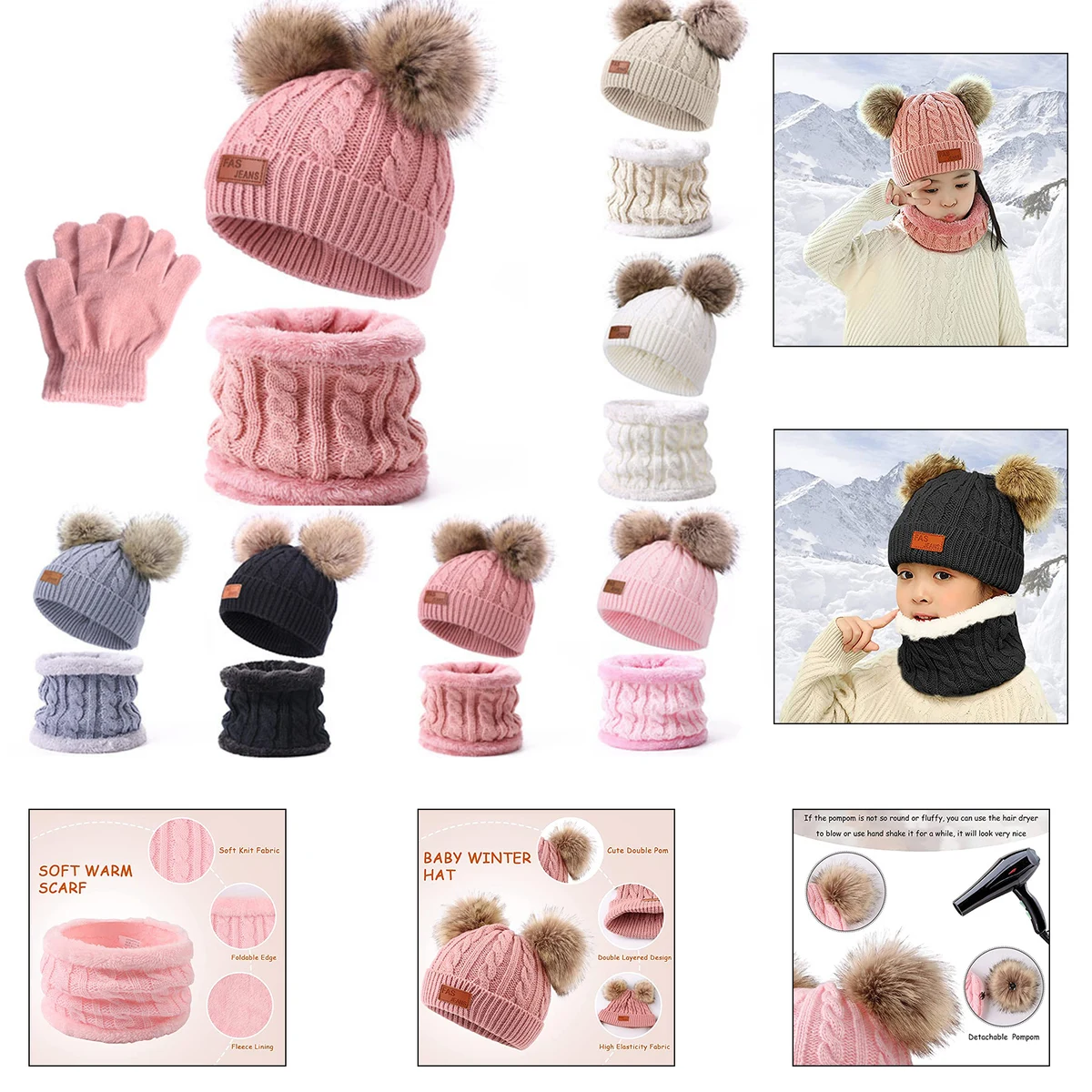 Kids Beanie Scarf Gloves Set 1