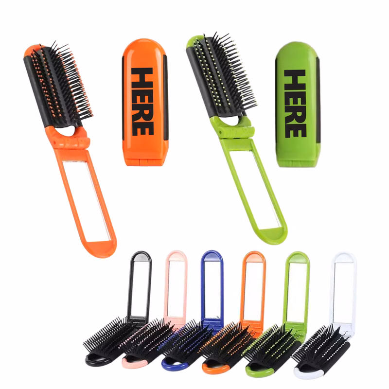 Foldable Hair Comb With Built-in Mirror