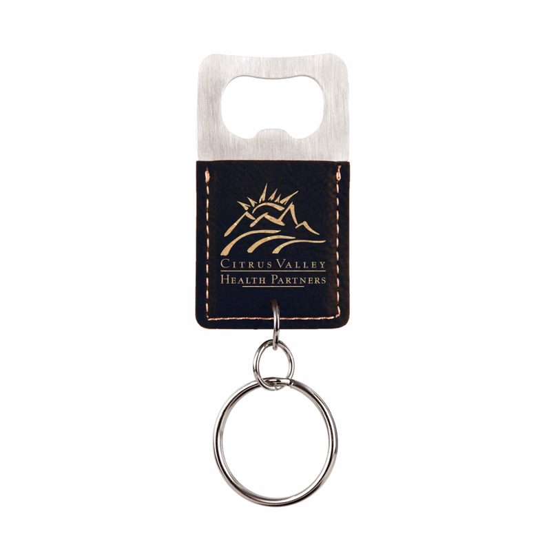 Laser Engraved Leatherette Key Tag with Bottle Opener Rectangle (2.75"x1.5")