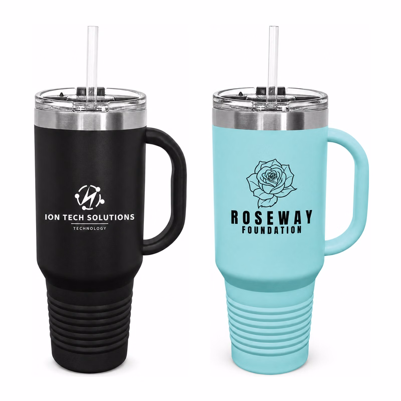 Polar Camel 40 oz Travel Mug with Snap Lid & Straw
